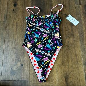 NWT. Revolve VDM the label, one piece swimsuit, 90s print size small